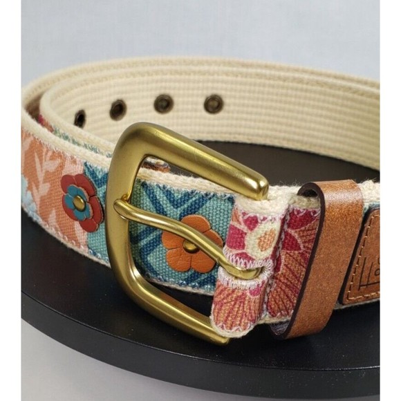 Fossil Leather Belt Woman\'s Boho Festival Patchwork Size Med main image 12